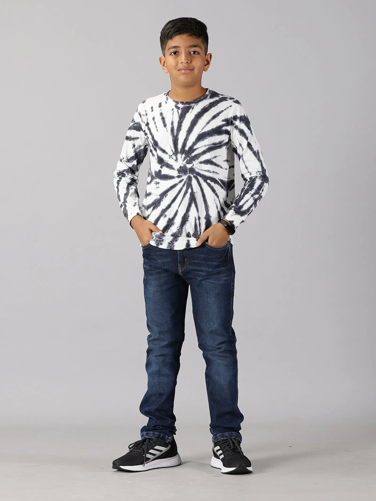 Boys Tie and Dye Full Sleeve Tee Shirt & Denim Pant Set