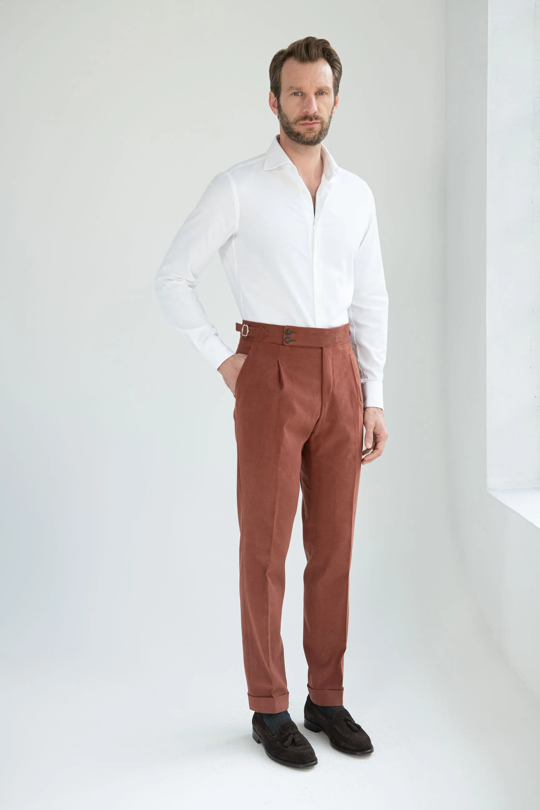 Brick cotton trousers "Soragna Capsule Collection" - Made in Italy