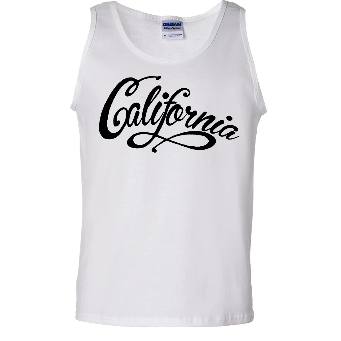 California Beach Script Black Print Asst Colors Tank Top