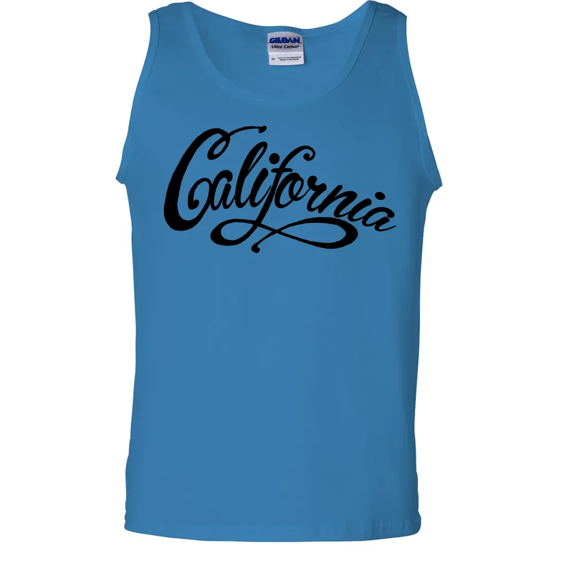 California Beach Script Black Print Asst Colors Tank Top