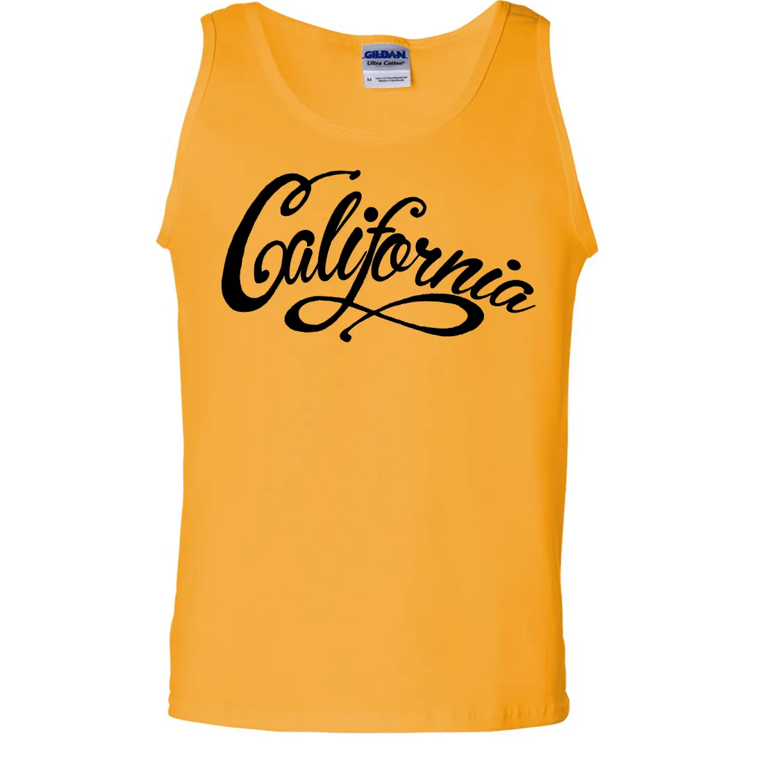 California Beach Script Black Print Asst Colors Tank Top