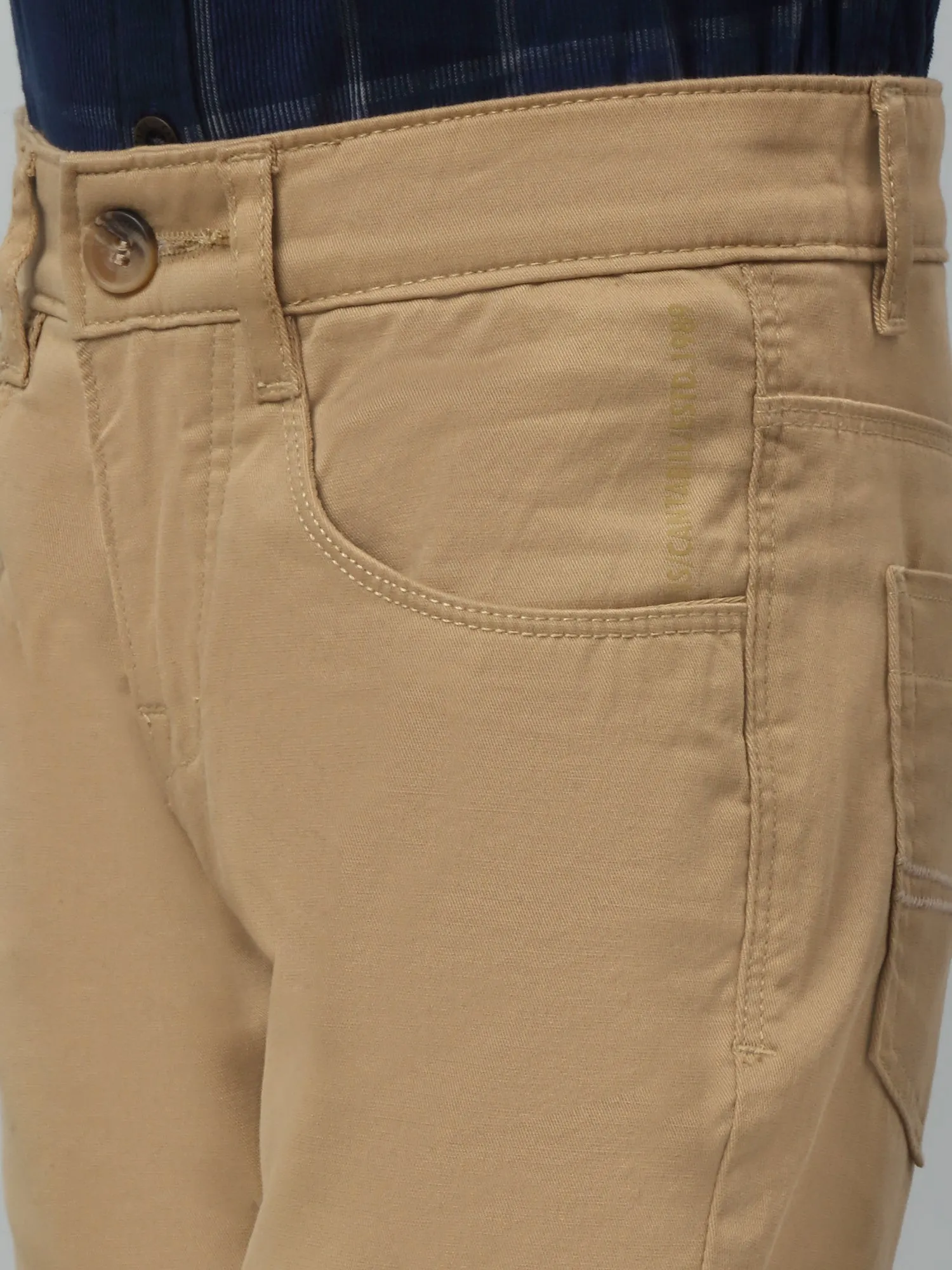 Cantabil Boys Beige Solid Casual Cotton Trouser For Summer