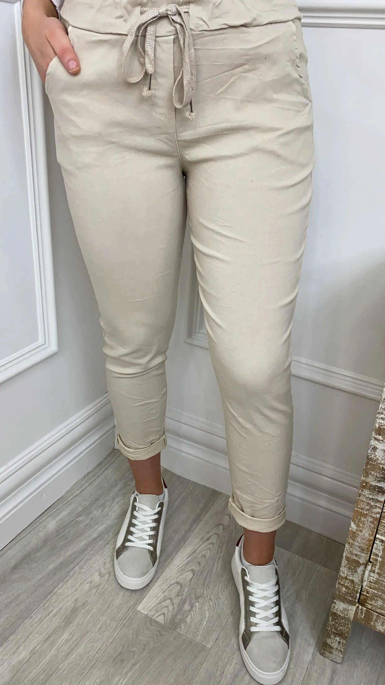 Caroline Beige Chino Joggers