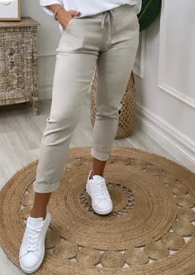 Caroline Beige Chino Joggers