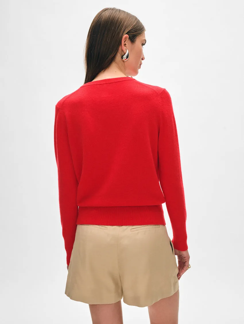 CASHMERE CORE V Neck in Bright Scarlet Red