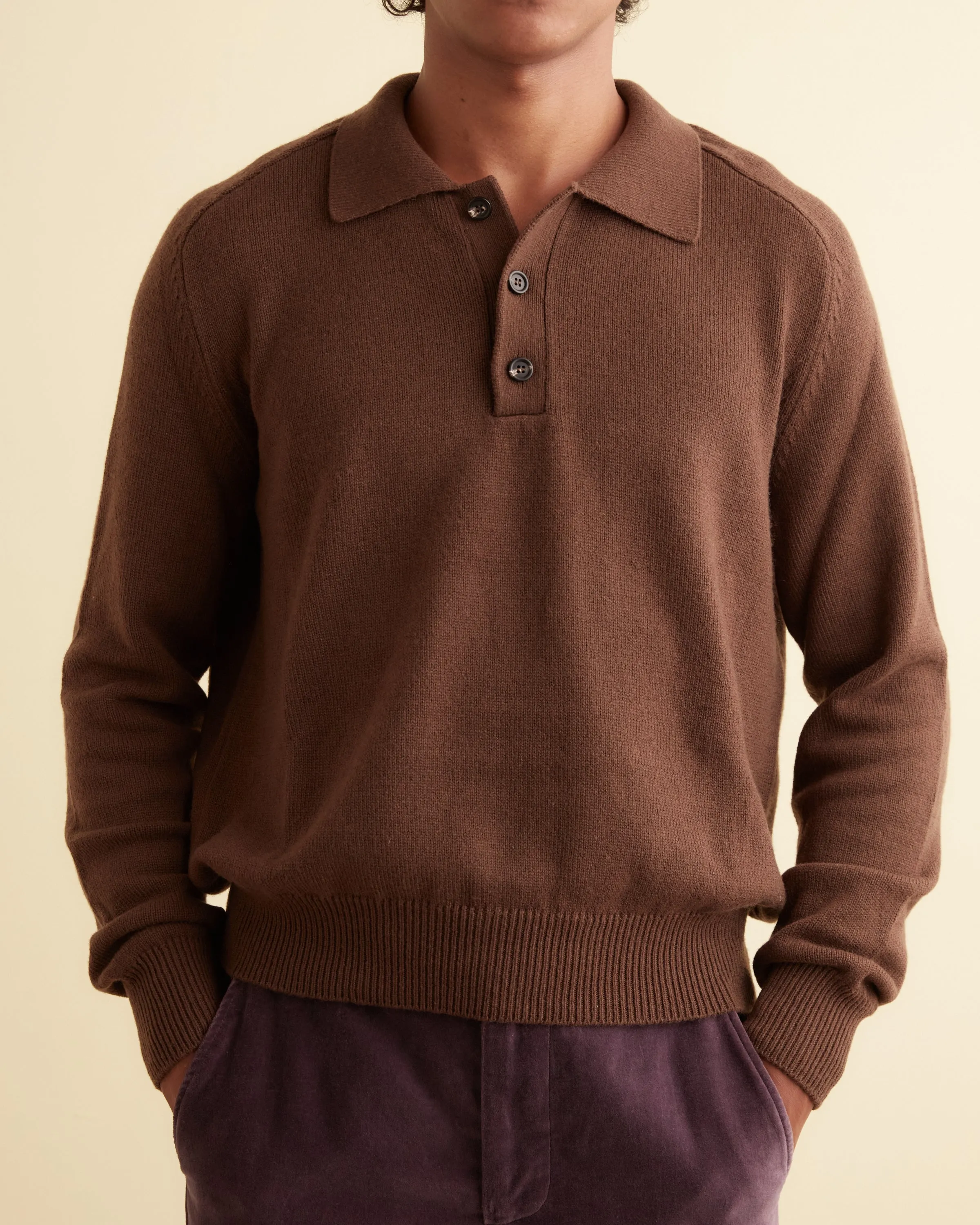 Luxurious Brown Cashmere Polo Shirt