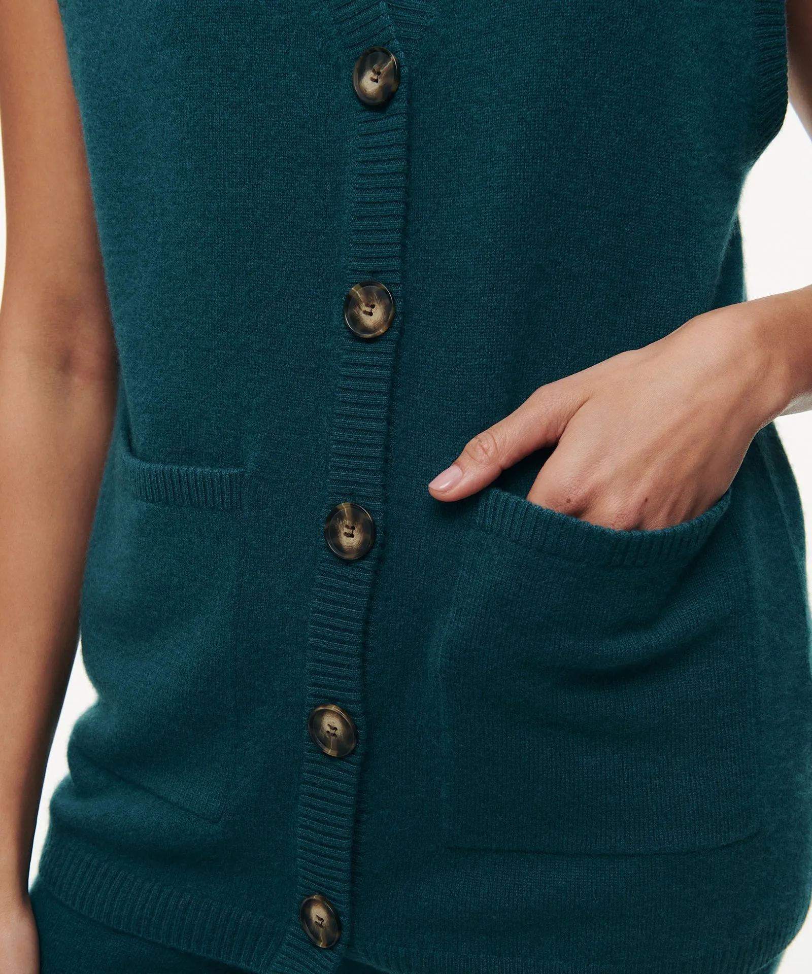 Cashmere Sleeveless Button Up Cardigan