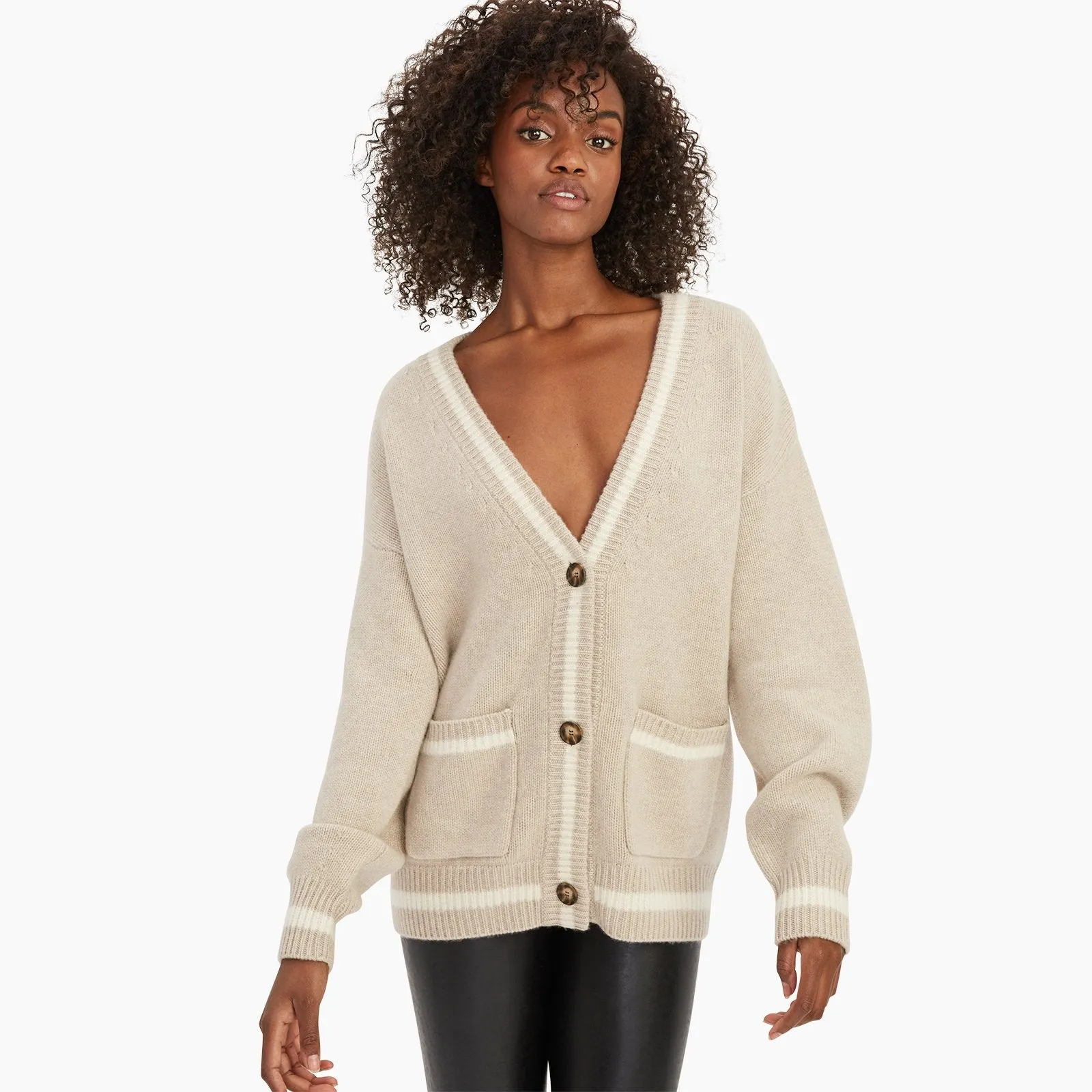 Cashmere Varsity Boyfriend Cardigan