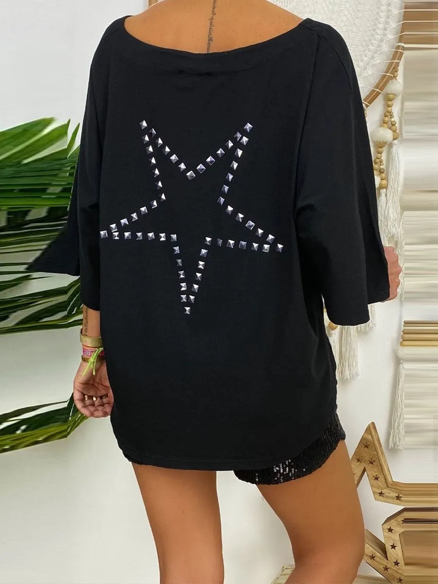 Casual Loose Star Top Sequin Pants Set