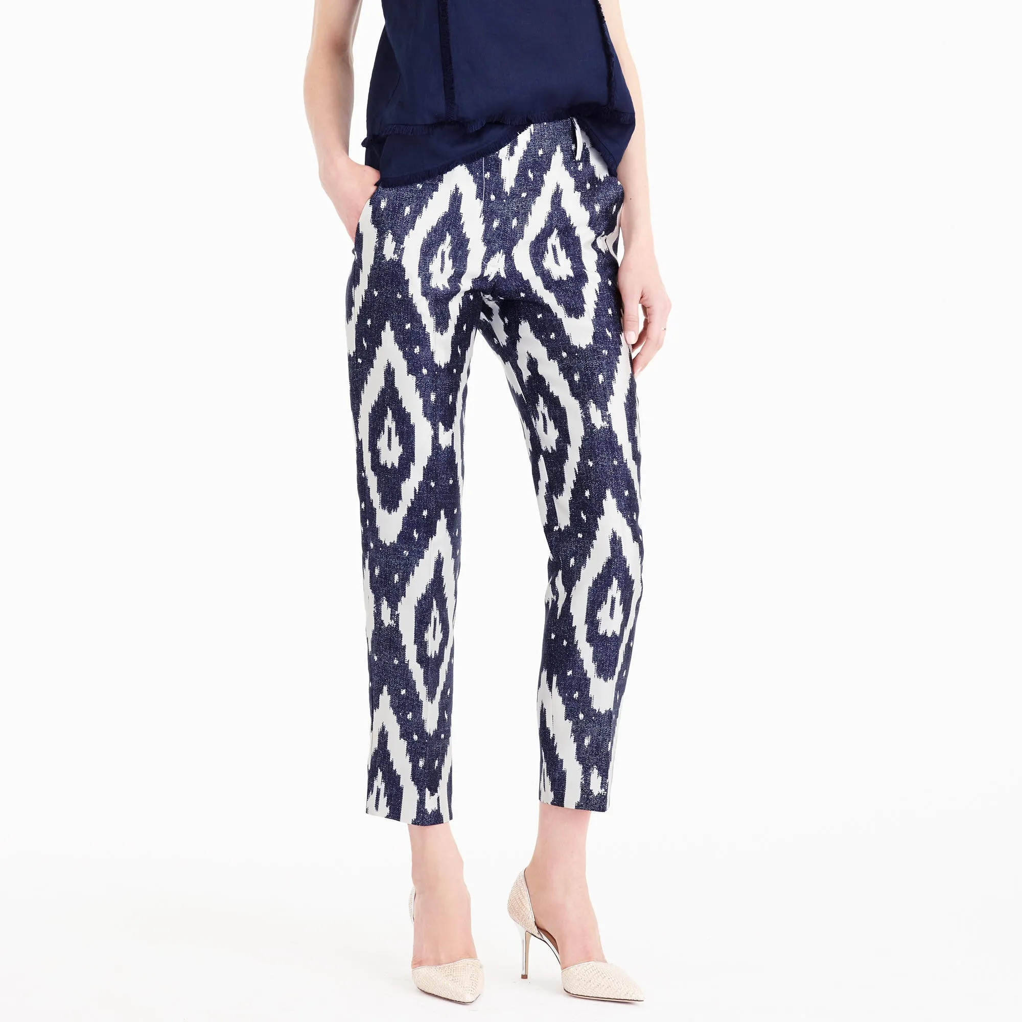 Collection cigarette pant in heavy shantung ikat