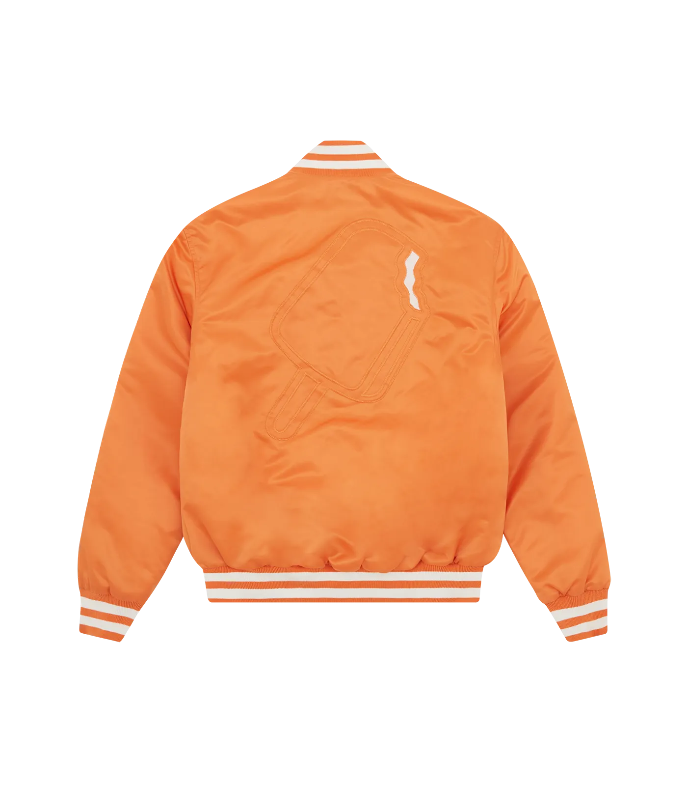 COLLEGE SATIN BOMBER JACKET - ORANGE