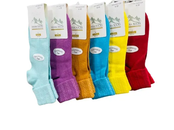 Colorful Socks - Sierra Socks Women Triple Cuff Crew Cotton Colorful Socks 6 Pair Pack