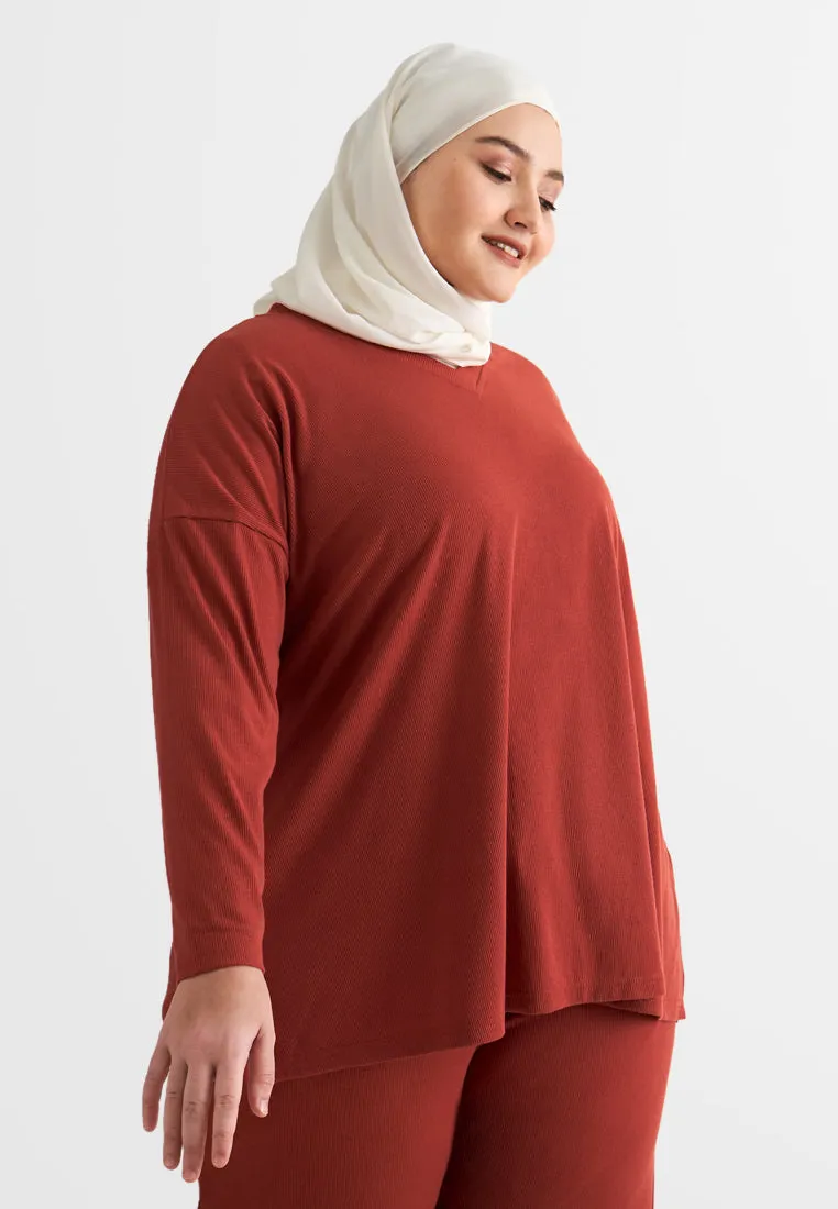 Corrine Comfy Ribbed V-Neck Top