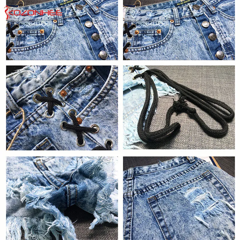 Corset Denim Shorts