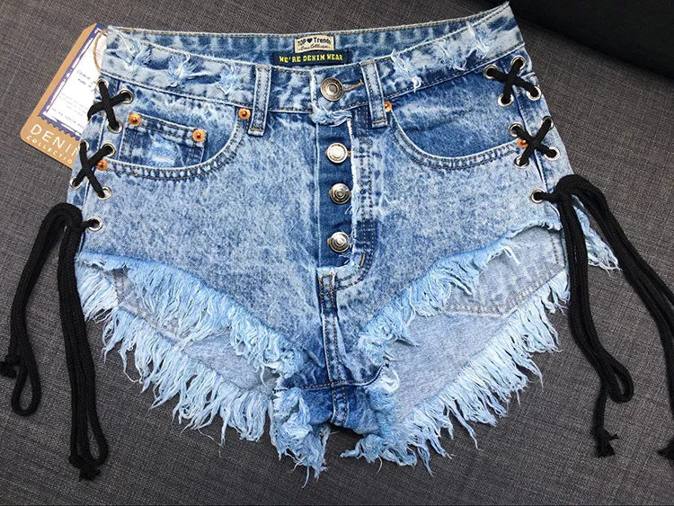 Corset Denim Shorts