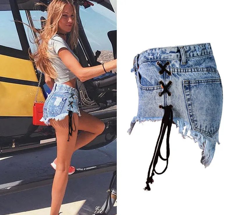 Corset Denim Shorts