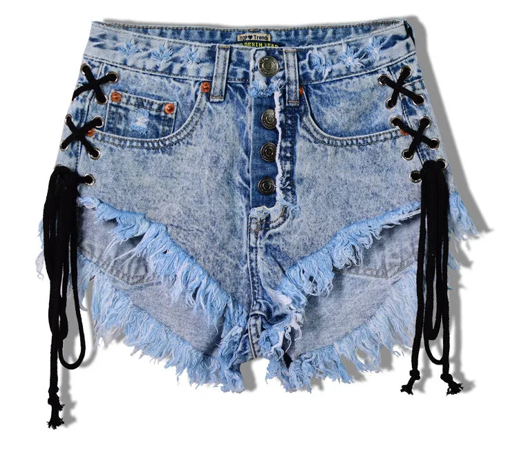 Corset Denim Shorts