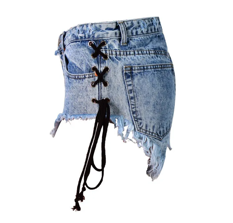 Corset Denim Shorts