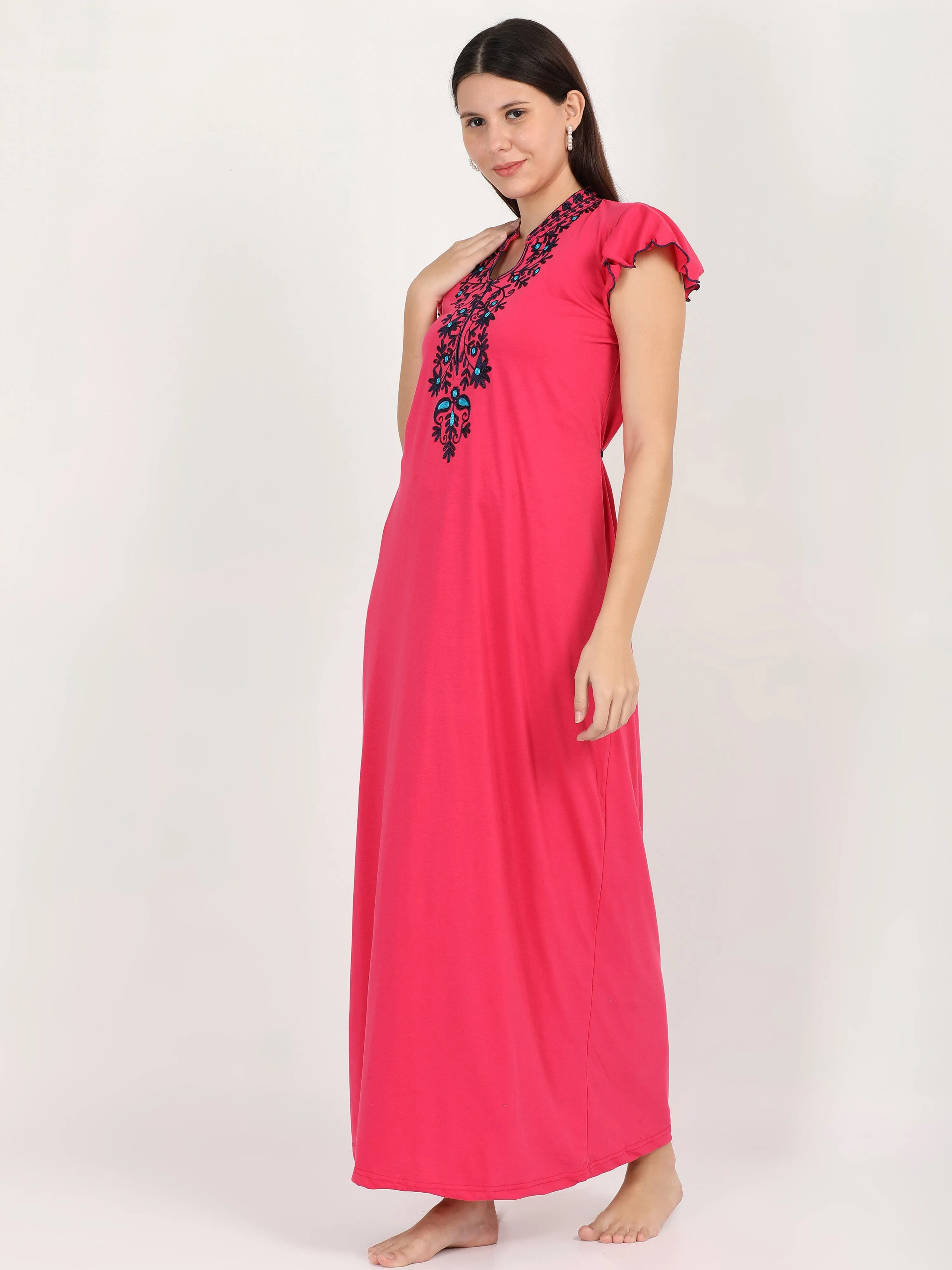 Cotton Blend Designer Pink Nighty