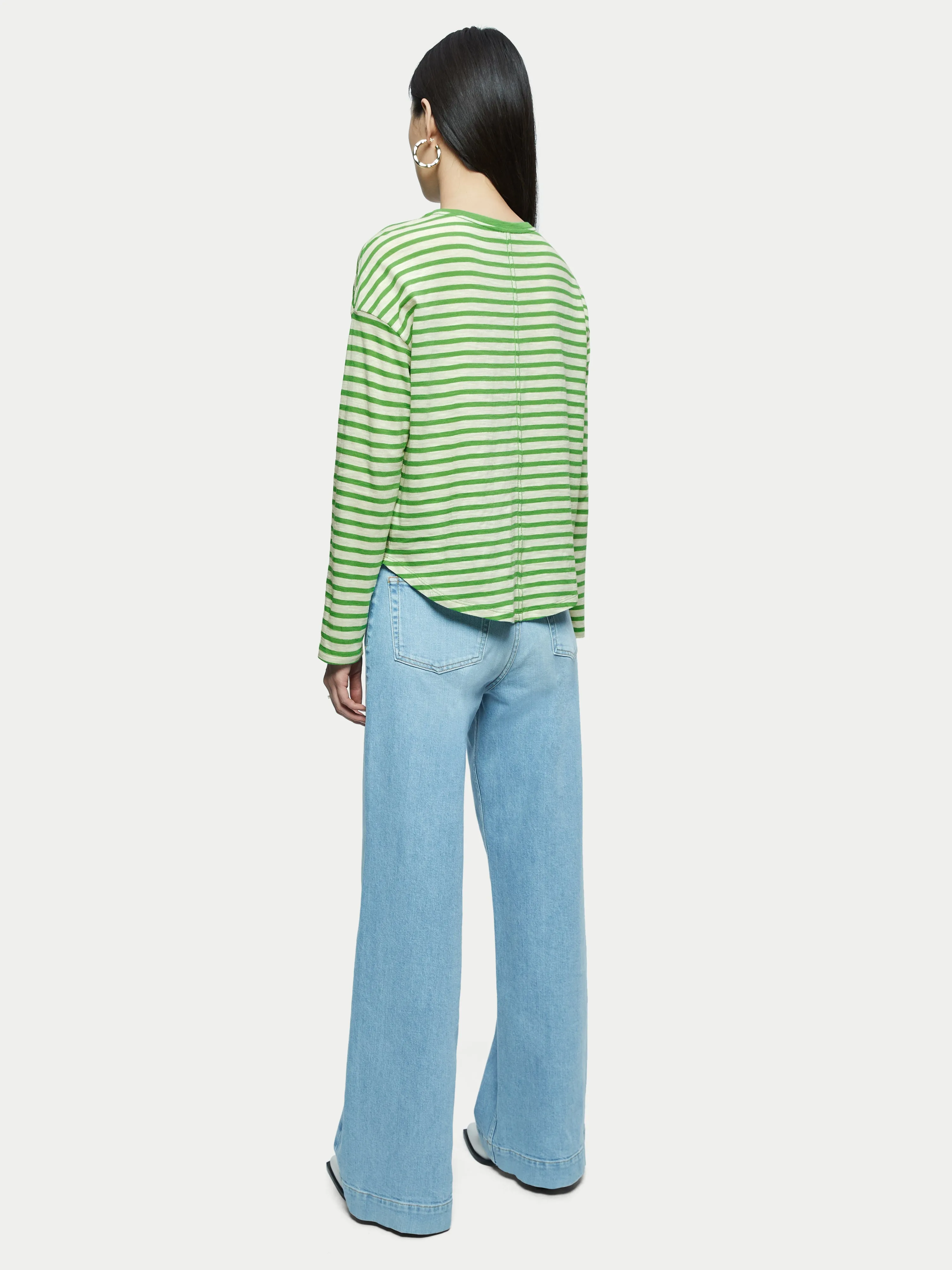 Cotton Slub Striped Long Sleeve Tee | Green