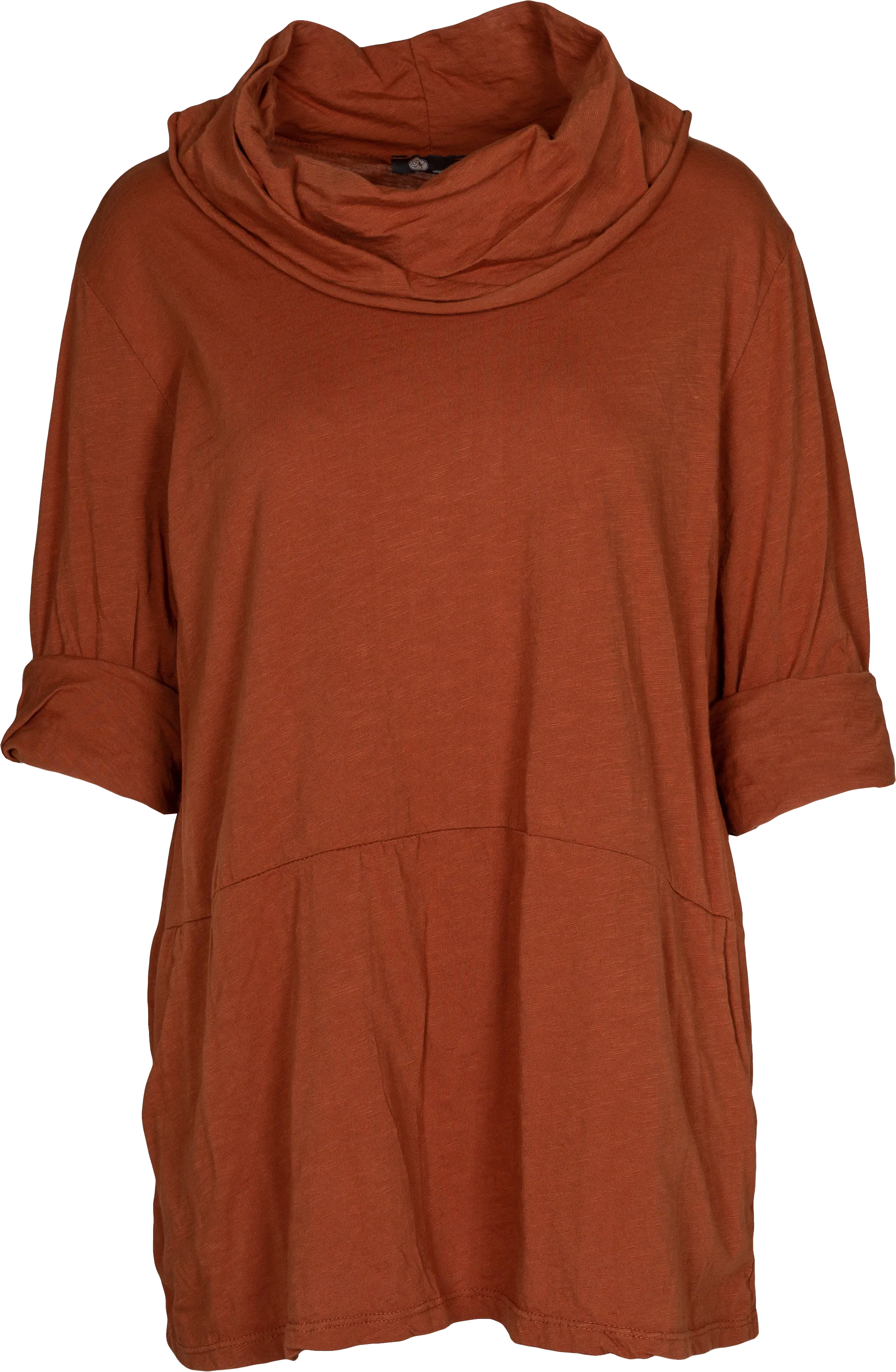 Cowl Neck Sweatshirt Tunic with Seam-Detail