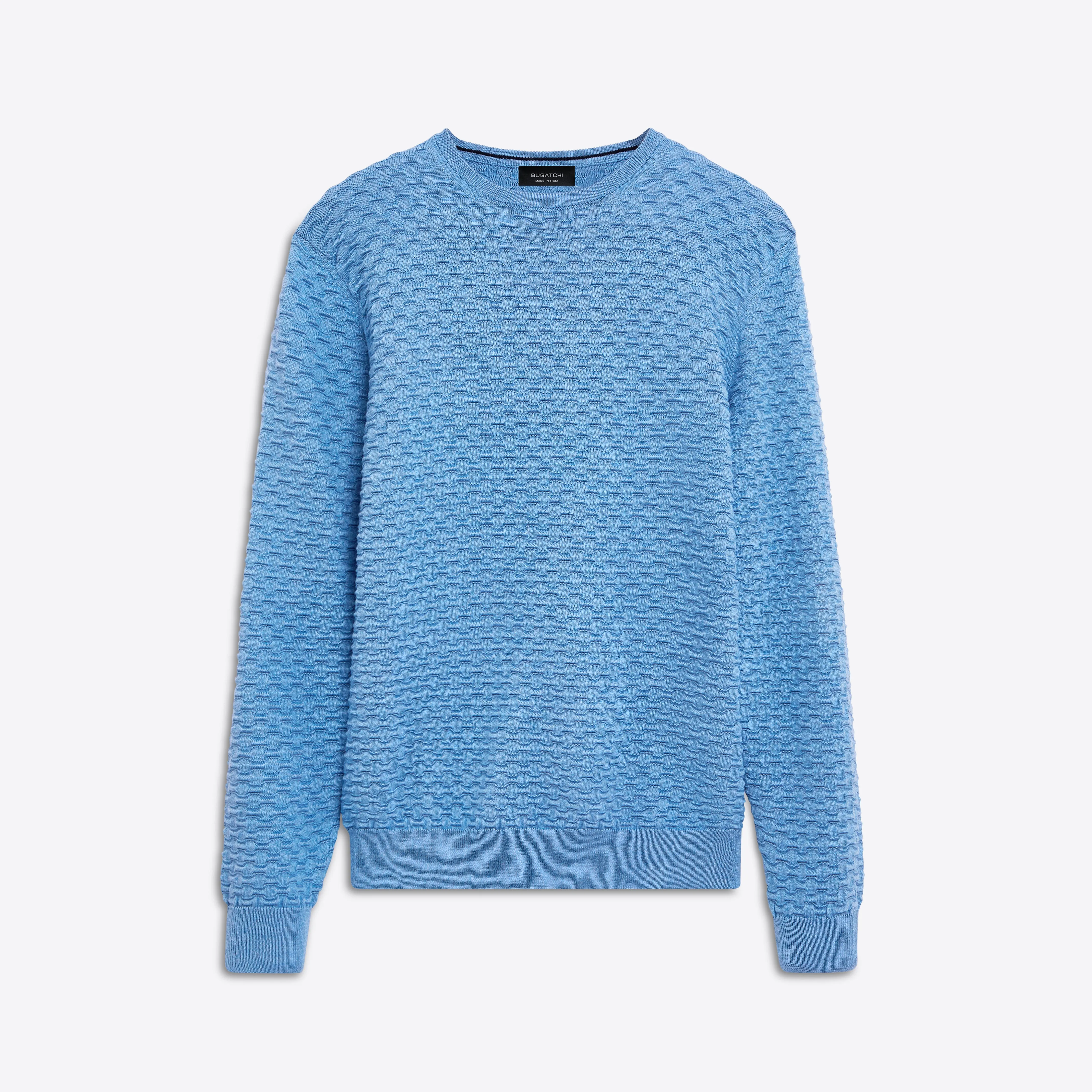 Crew Neck Jacquard Wave Sweater