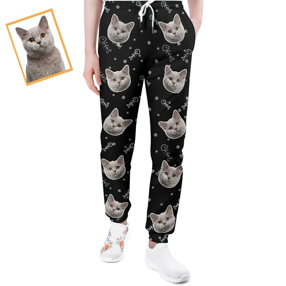 Custom Cat Face Sweatpants Unisex Joggers Gift For Pet Lovers