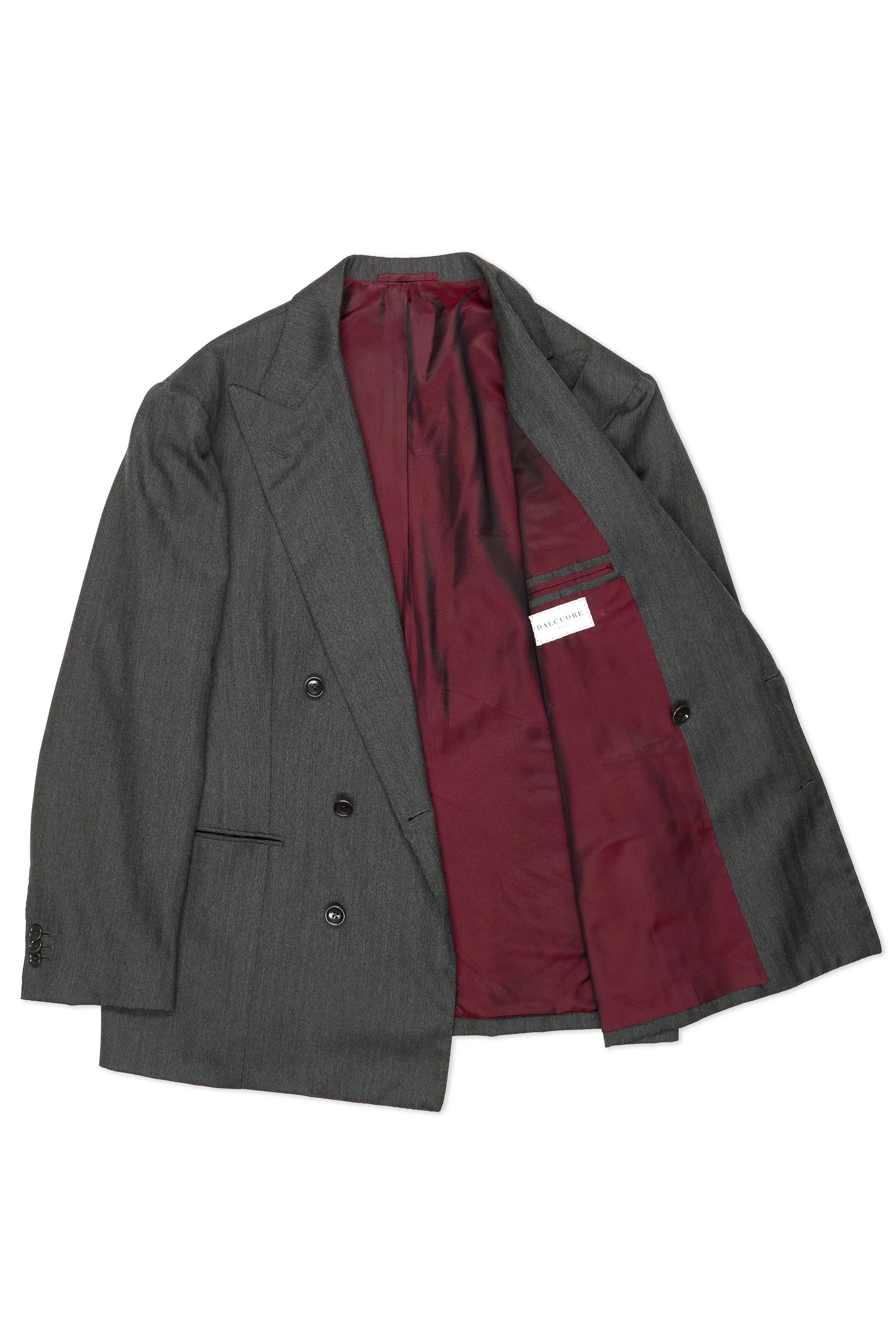 Dalcuore Dark Grey Herringbone Wool DB Jacket with Ambrosi Trousers