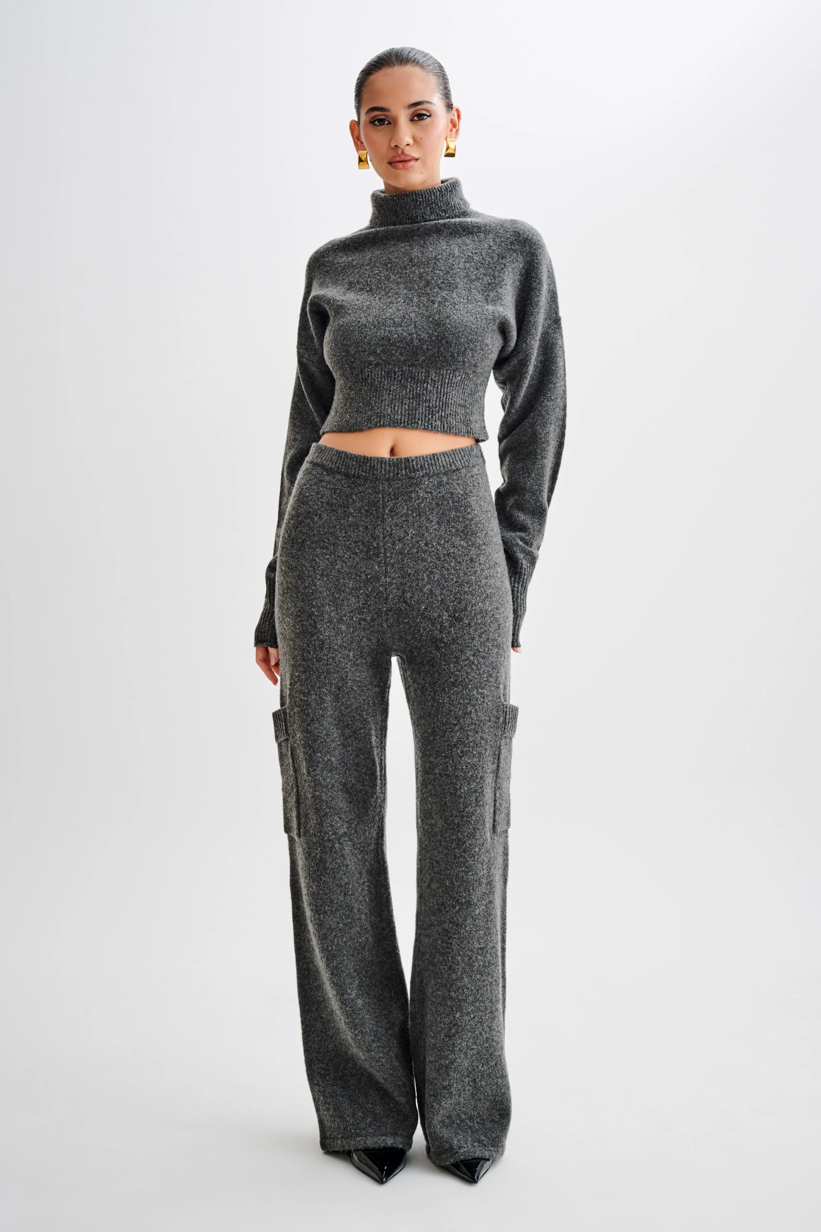 Darius Knit Pants With Pockets - Charcoal Marle