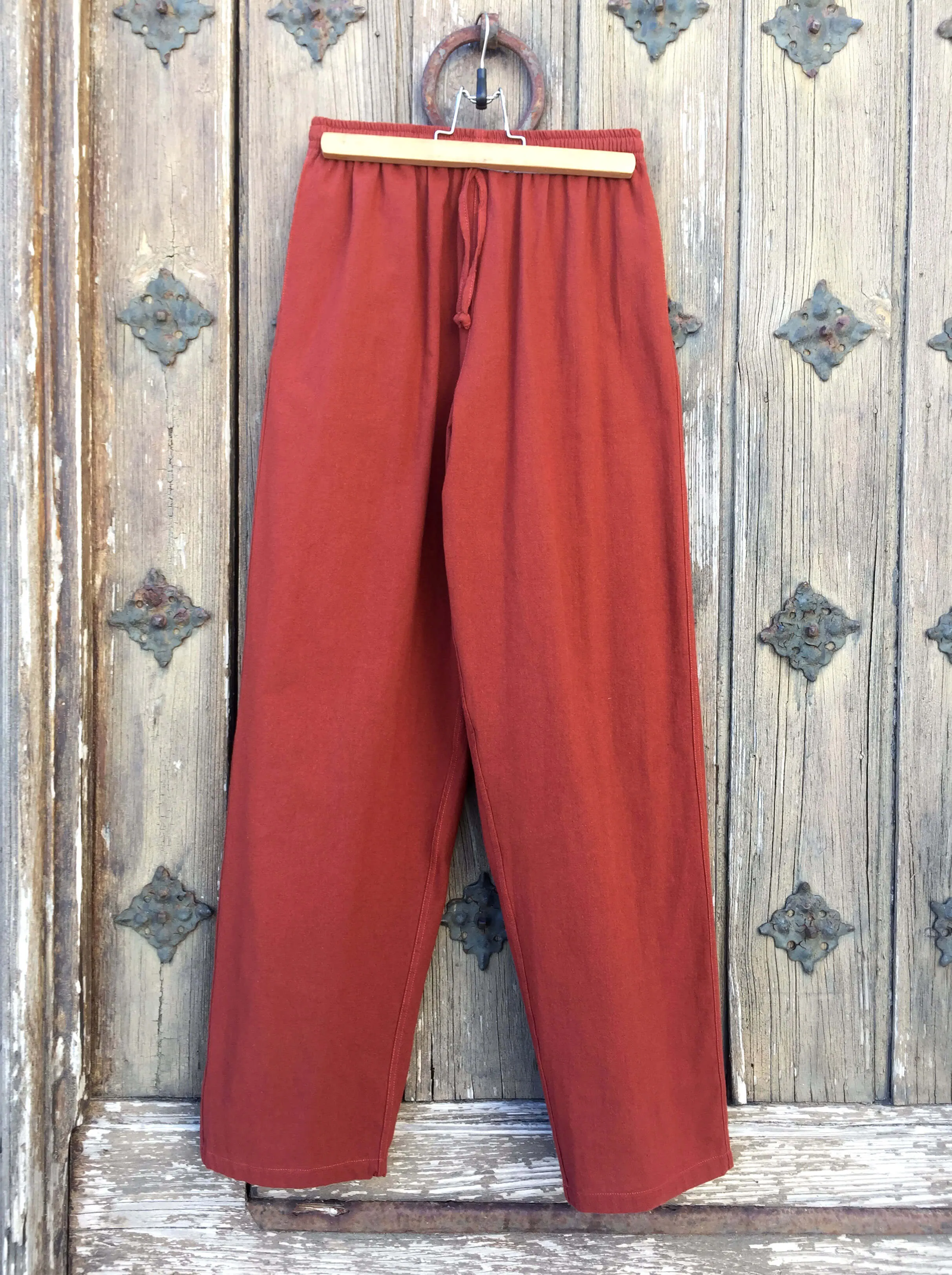 Dark Orange Cotton Drawstring Pants