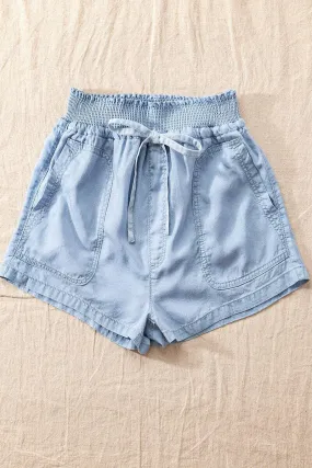 Denim Smock Waisted Shorts