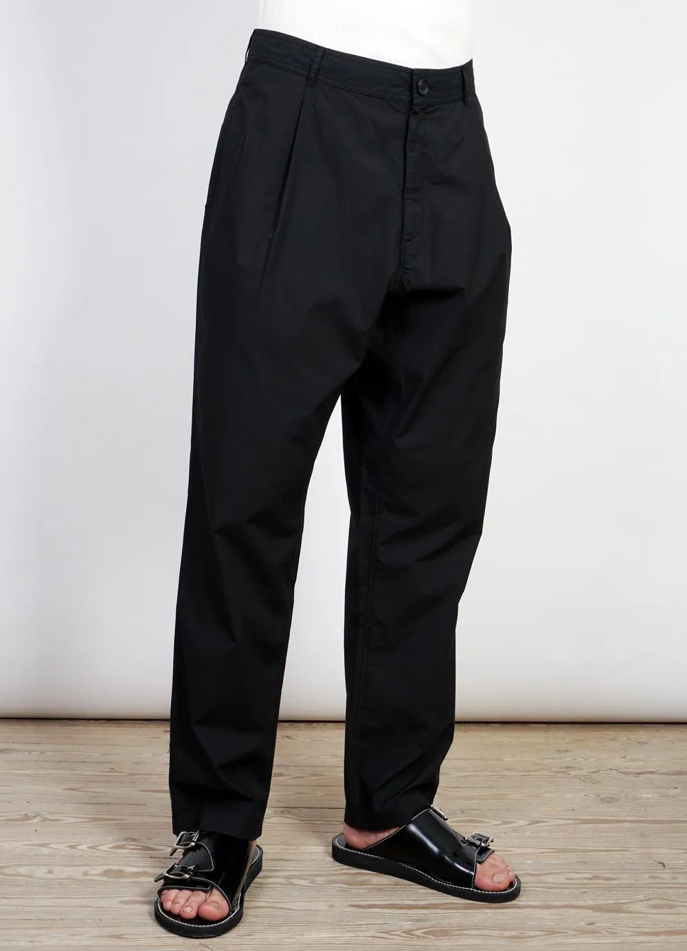 EIGIL | Light Wide Cut Summer Trousers | Black