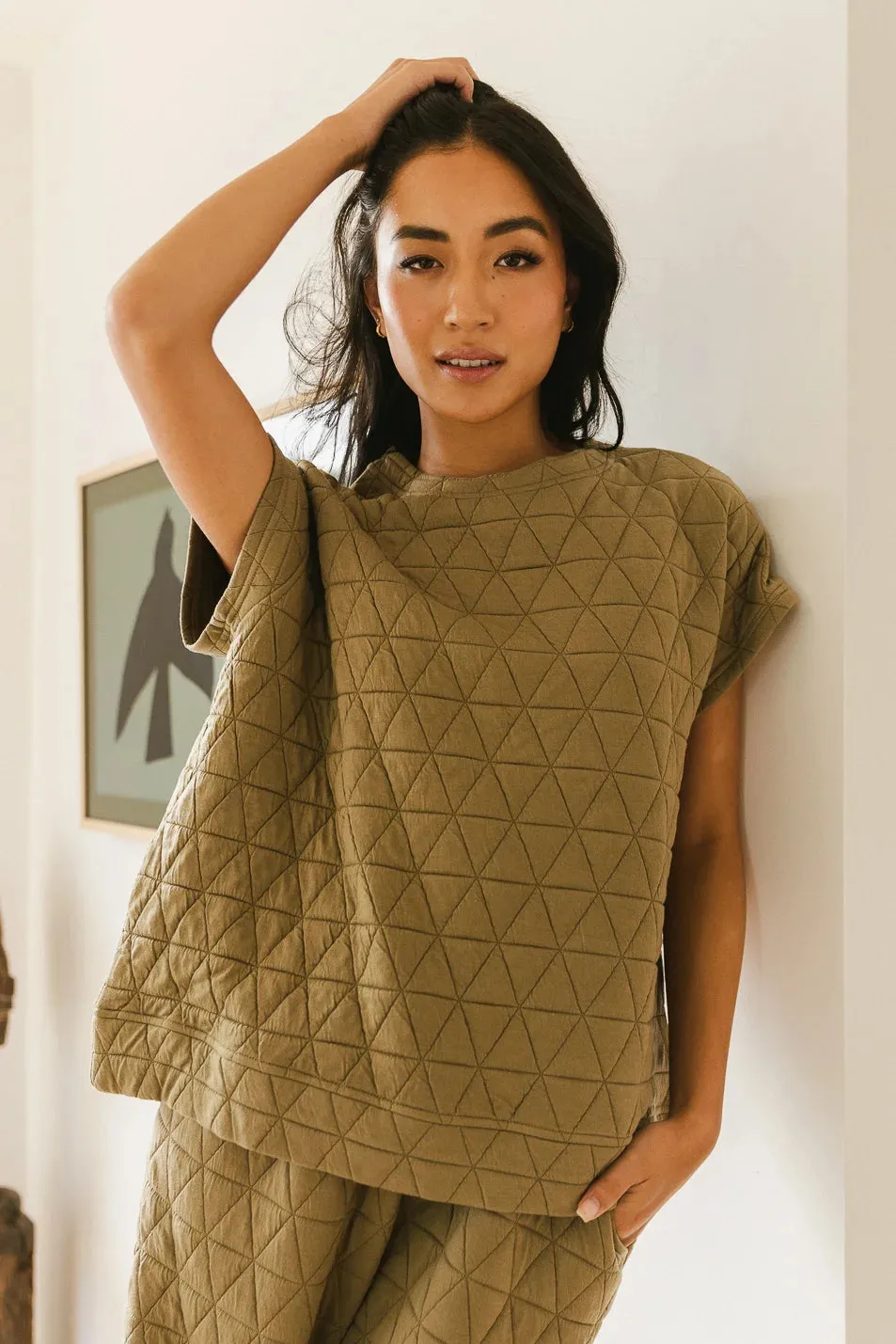 Elora Quilted Top in Olive - FINAL SALE