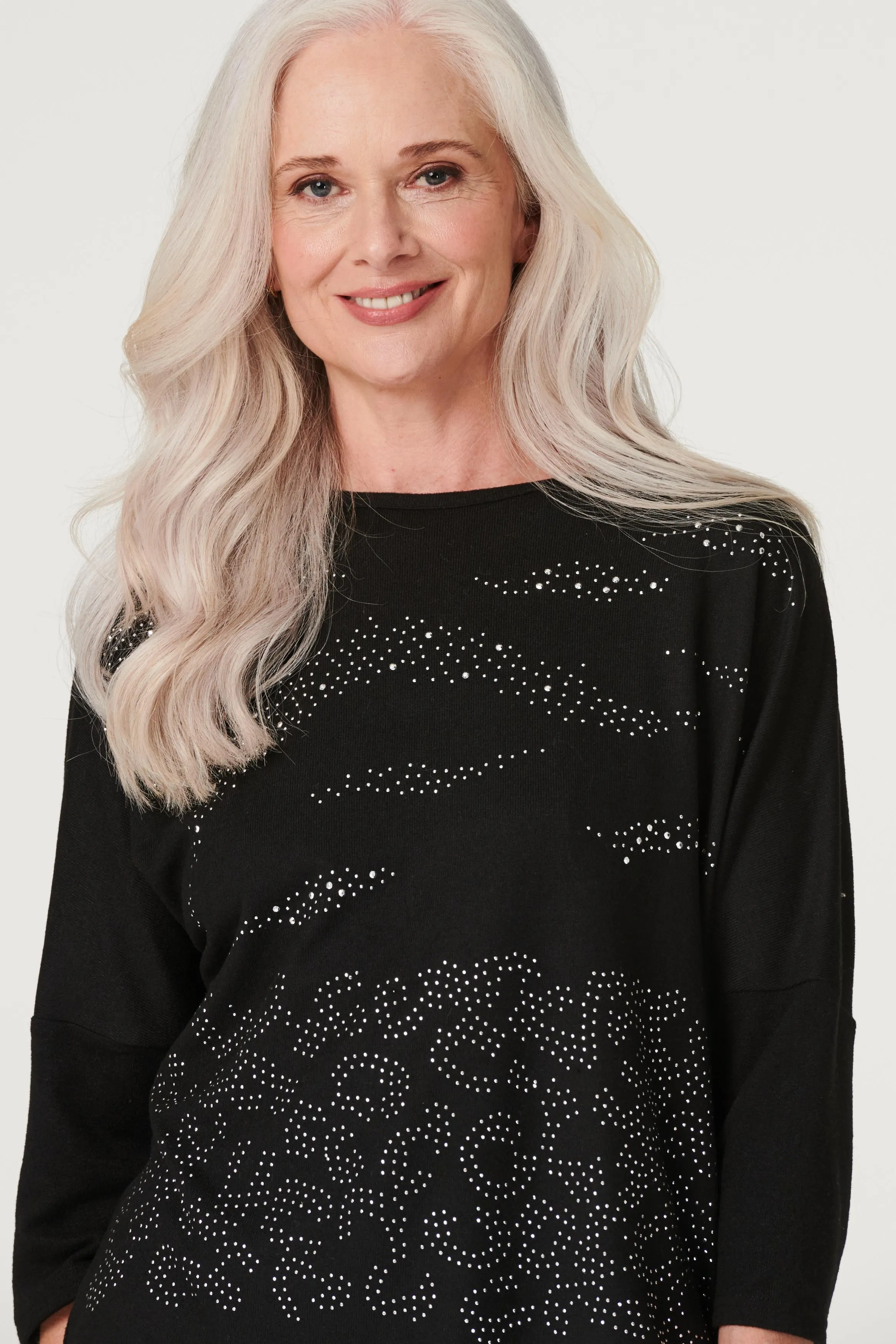 Embellished 3/4 Sleeve Top