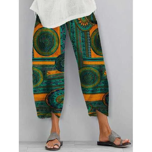 Ethnic Print Casual Pants