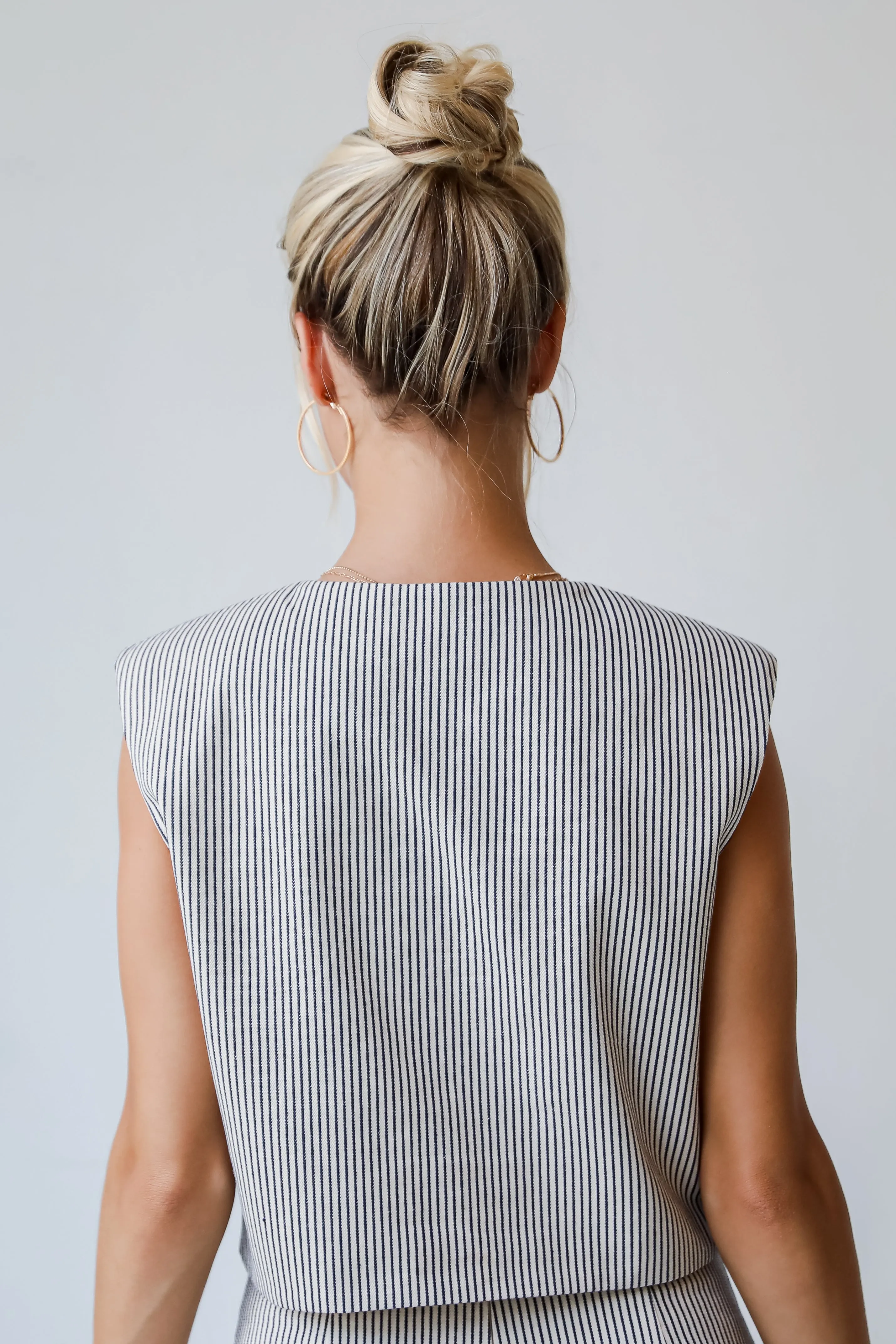 FINAL SALE - Booked And Busy Natural Striped Vest