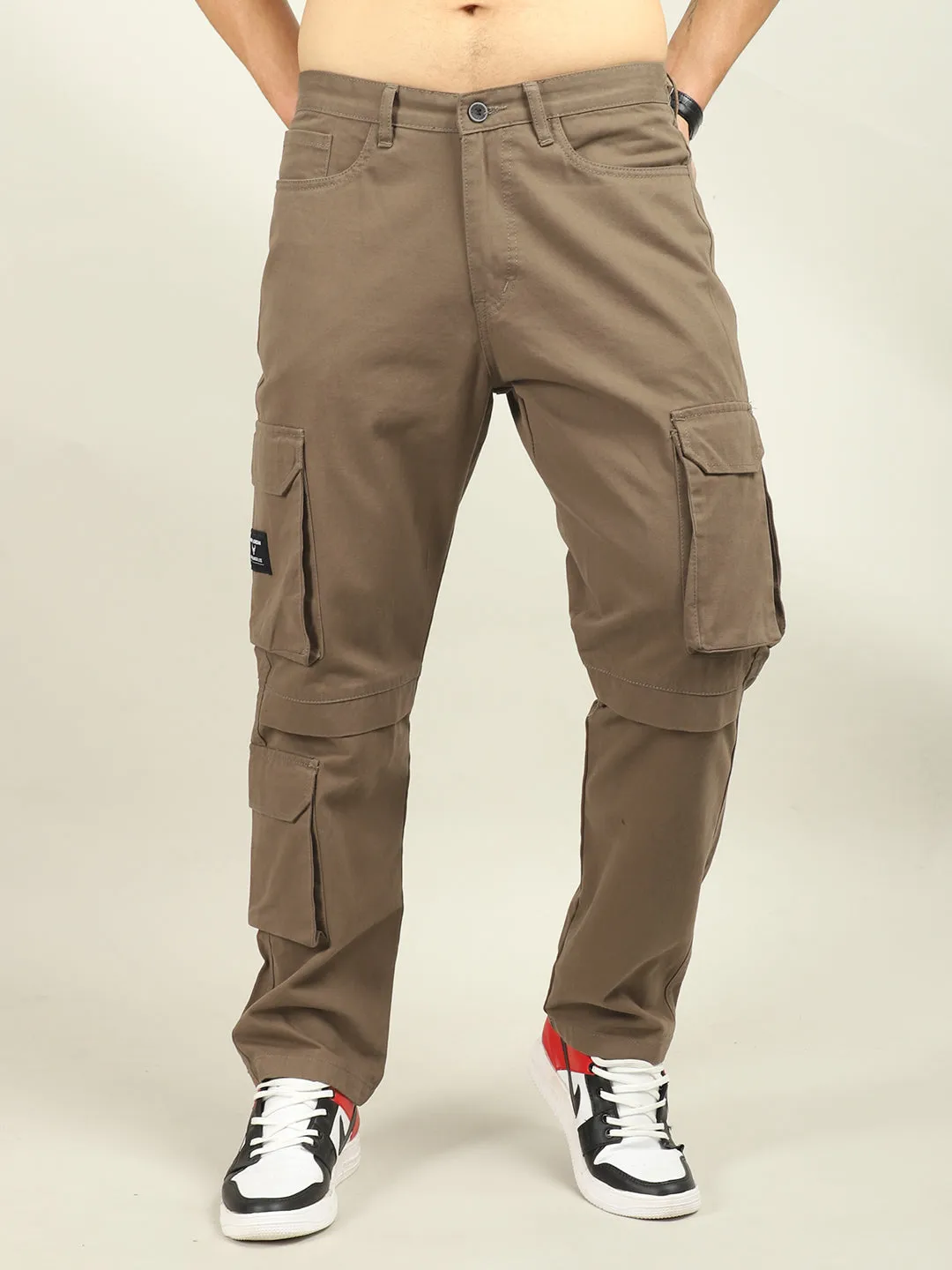 Fire Umber Brown Baggy Fit 8 Pocket Cargo