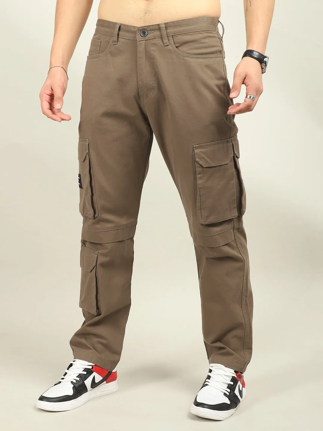 Fire Umber Brown Baggy Fit 8 Pocket Cargo