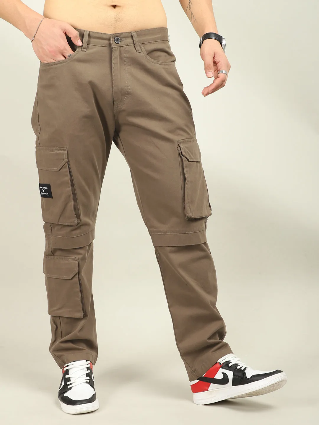 Fire Umber Brown Baggy Fit 8 Pocket Cargo