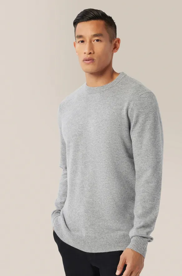 Good Man Cashmere Crew Neck Sweater, Grey Heather