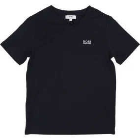 Hugo Boss Boys basic V-neck T-shirt in stretch cotton with embroidered logo J25Z04