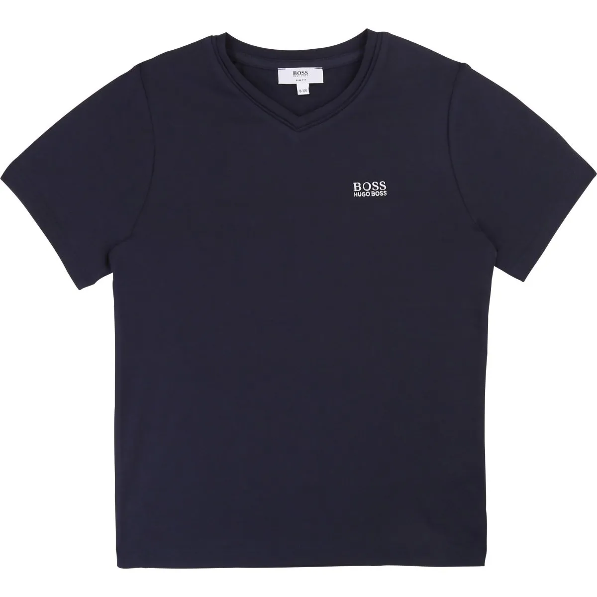 Hugo Boss Boys basic V-neck T-shirt in stretch cotton with embroidered logo J25Z04