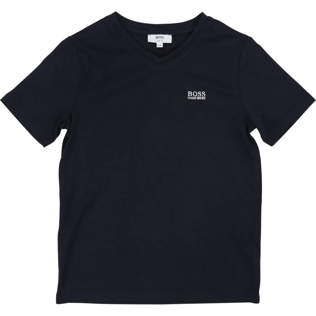 Hugo Boss Boys basic V-neck T-shirt in stretch cotton with embroidered logo J25Z04