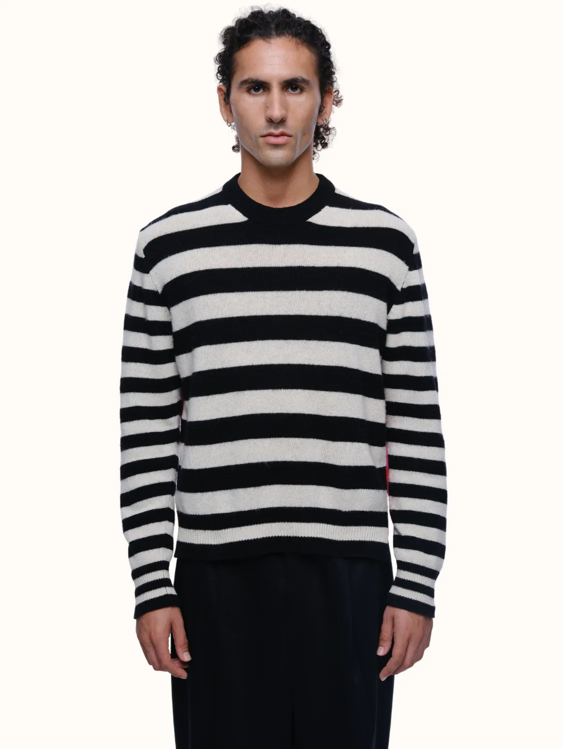 Jenn Striped Crewneck in Brushed Recycled Cashmere & Recycled Wool