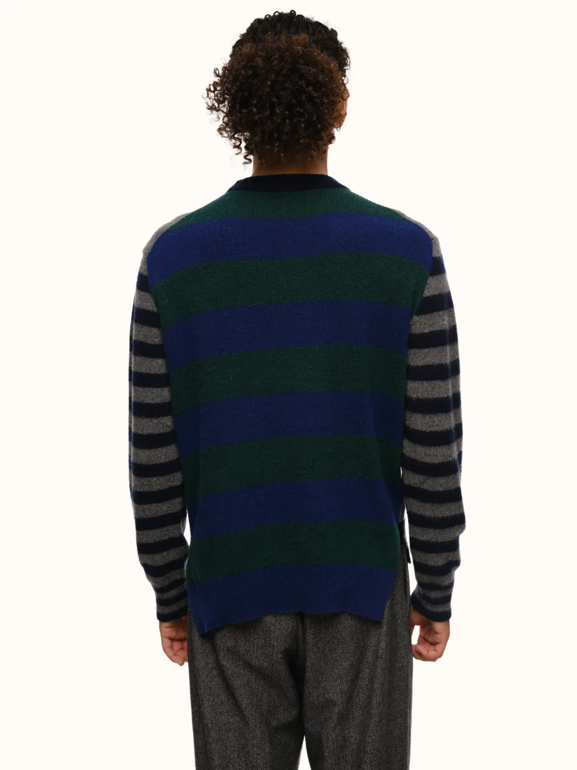 Jenn Striped Crewneck in Brushed Recycled Cashmere & Recycled Wool