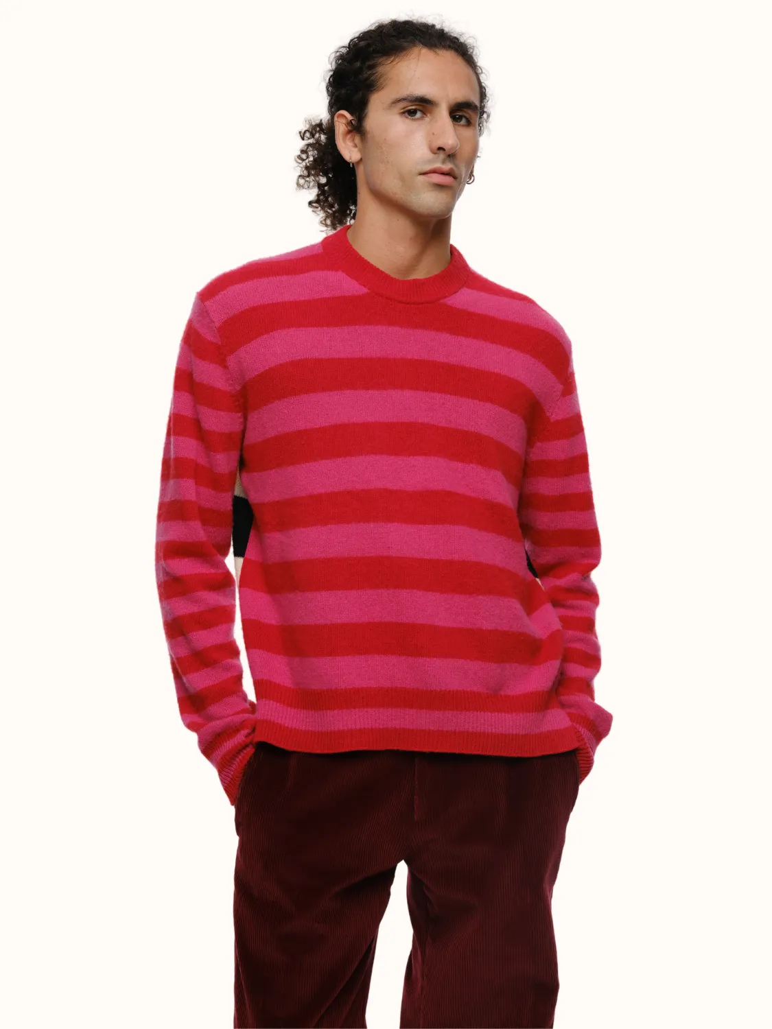 Jenn Striped Crewneck in Brushed Recycled Cashmere & Recycled Wool