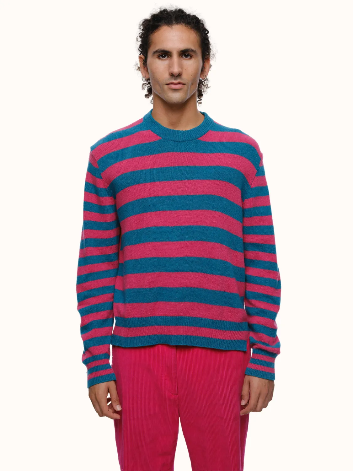 Jenn Striped Crewneck in Brushed Recycled Cashmere & Recycled Wool