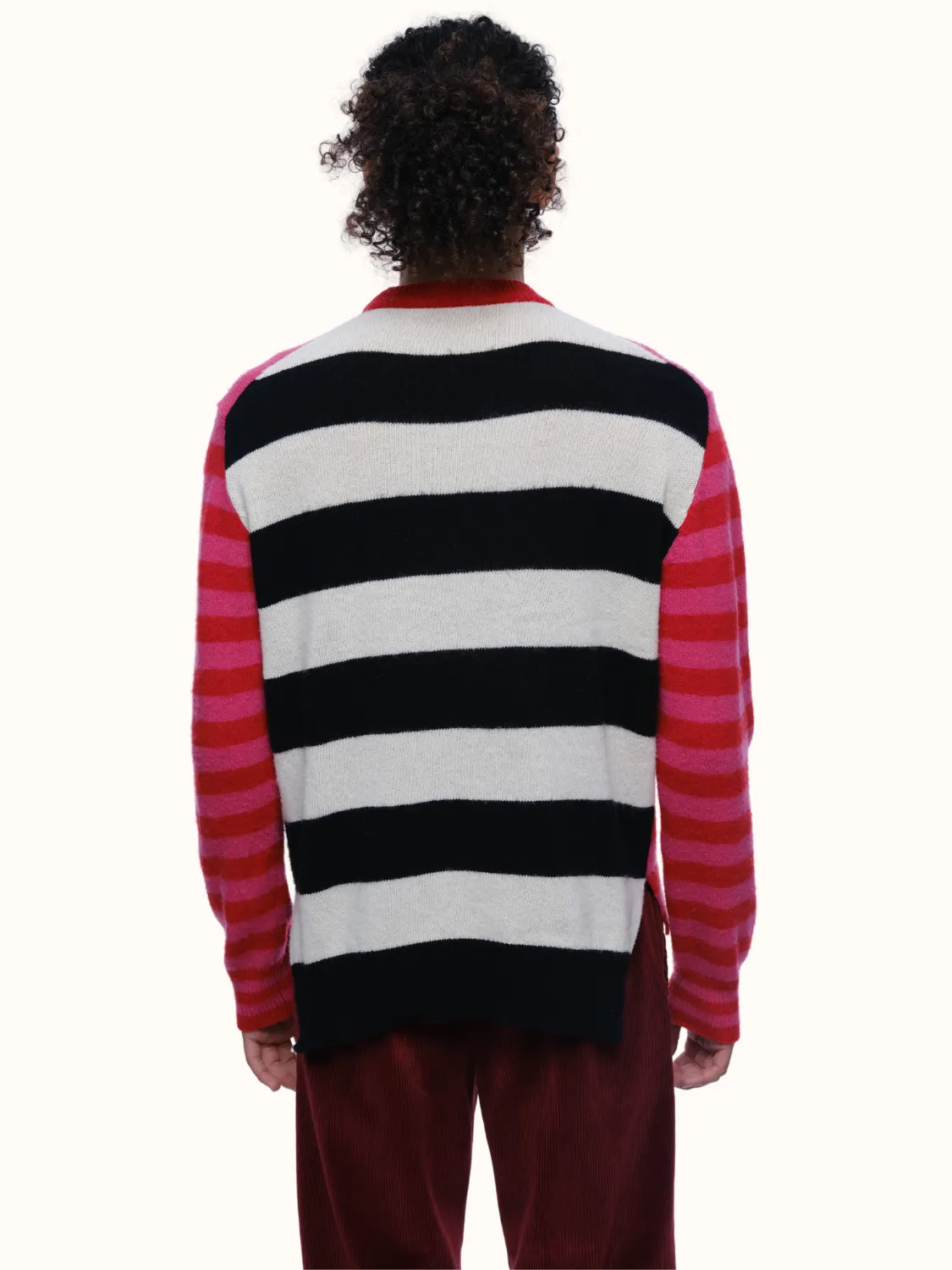 Jenn Striped Crewneck in Brushed Recycled Cashmere & Recycled Wool