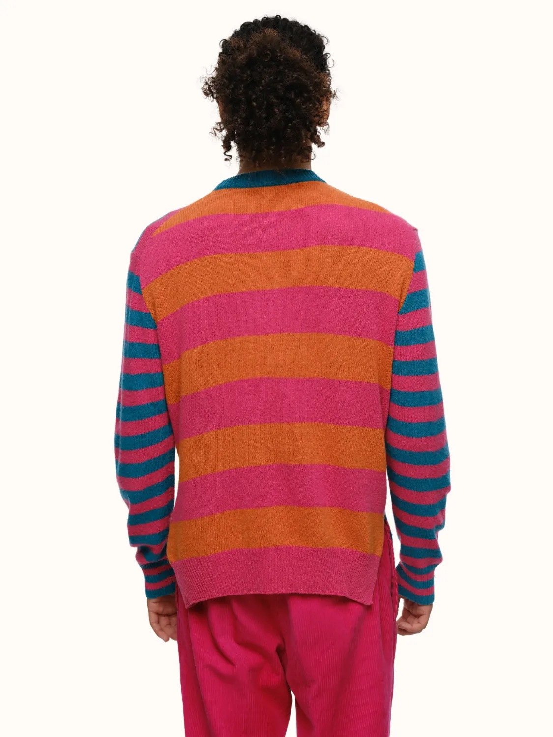 Jenn Striped Crewneck in Brushed Recycled Cashmere & Recycled Wool