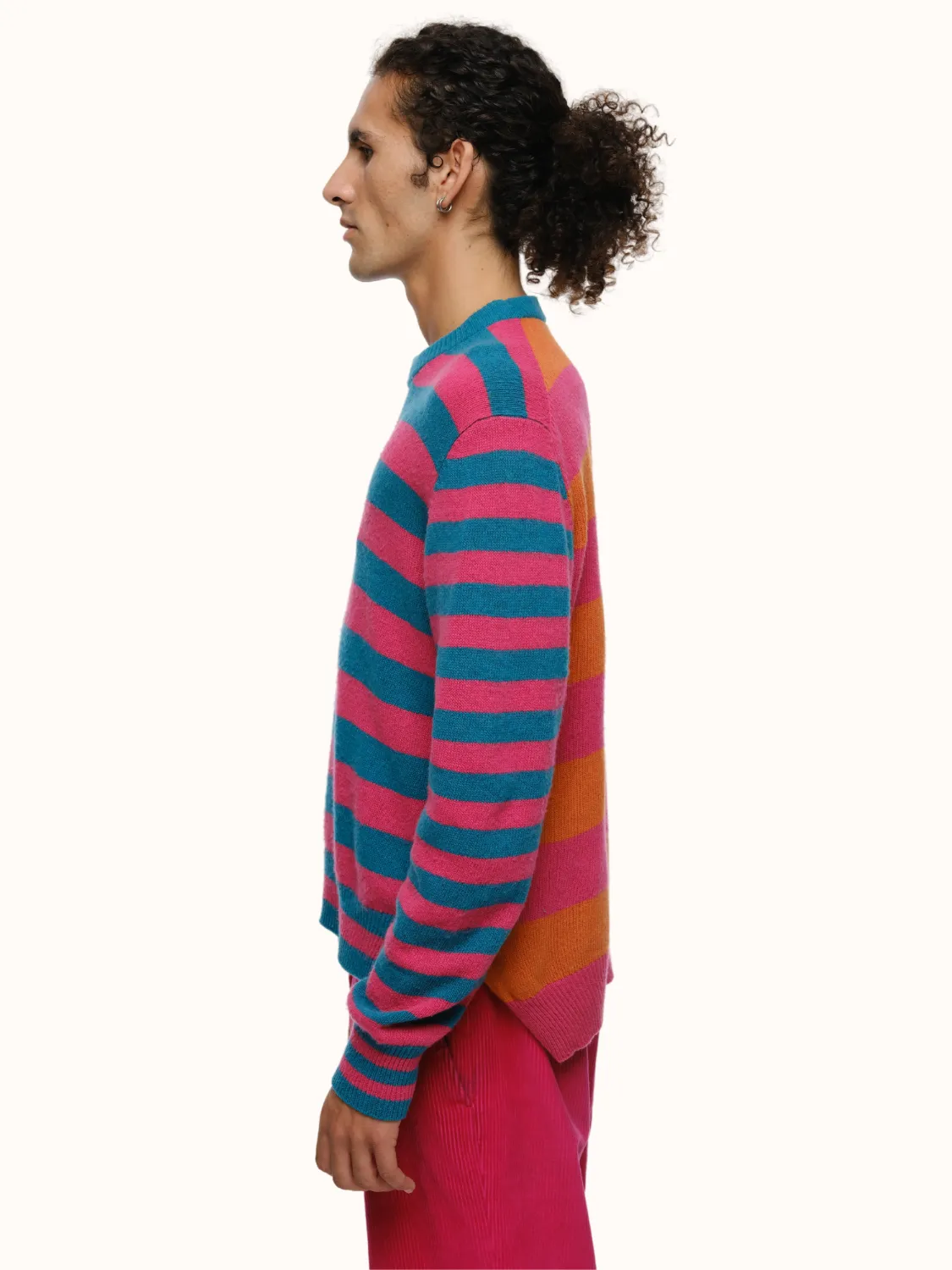 Jenn Striped Crewneck in Brushed Recycled Cashmere & Recycled Wool